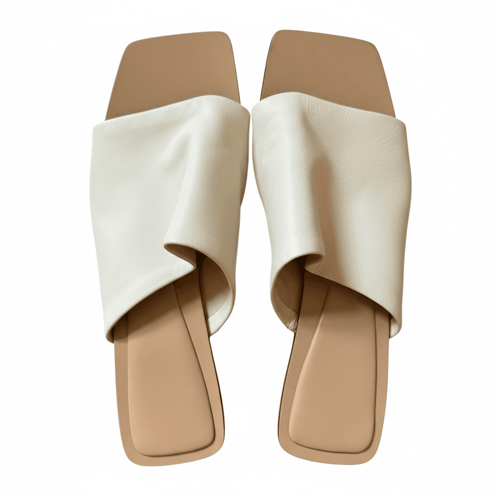 Cream leather slides