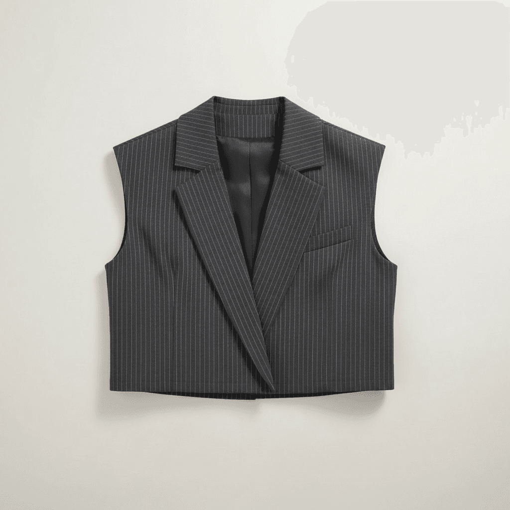 Grey pinstripe cropped vest