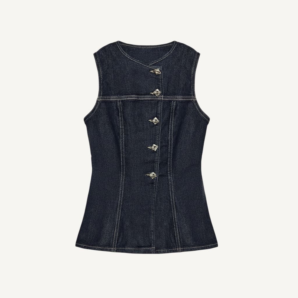 Dark denim corset vest